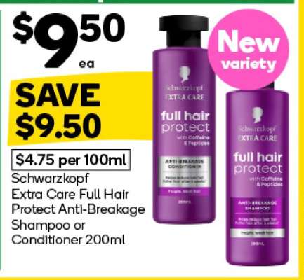 Schwarzkopf Extra Care Full Hair Protect Anti-Breakage Shampoo or Conditioner 200ml