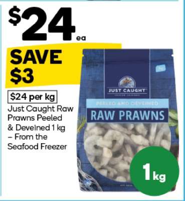 Just Caught Raw Prawns Peeled & Deveined 1 kg