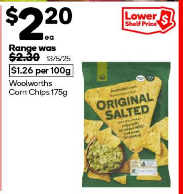 Woolworths Corn Chips 175g