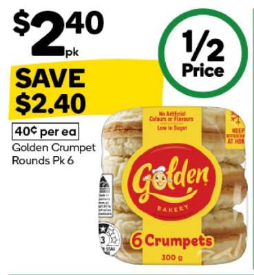 Golden Crumpet Rounds Pk 6