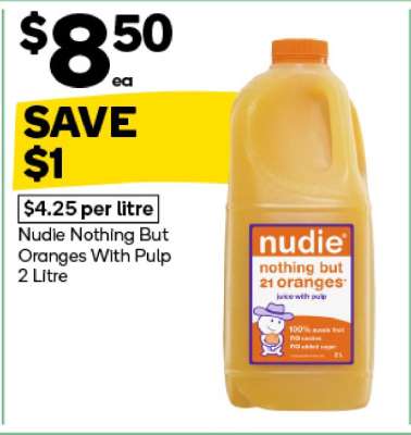 Nudie Nothing But Oranges With Pulp 2 Litre