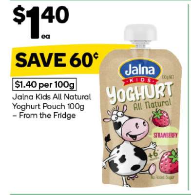 Jalna Kids All Natural Yoghurt Pouch 100g