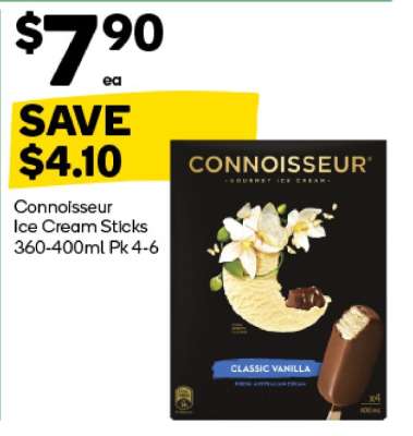Connoisseur Ice Cream Sticks 360-400ml Pk 4-6