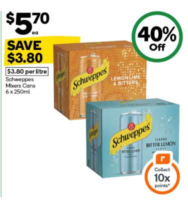Schweppes Mixers Cans 6 x 250ml