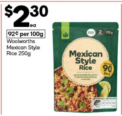 Woolworths Mexican Style Rice 250g