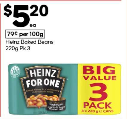 Heinz Baked Beans 220g Pk 3