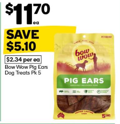 Bow Wow Pig Ears Dog Treats Pk 5
