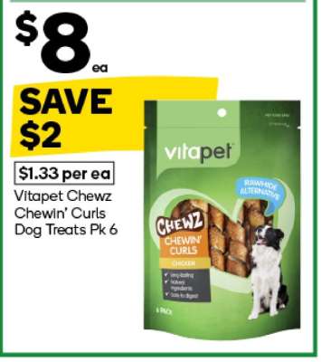 Vitapet Chewz Chewin’ Curls Dog Treats Pk 6