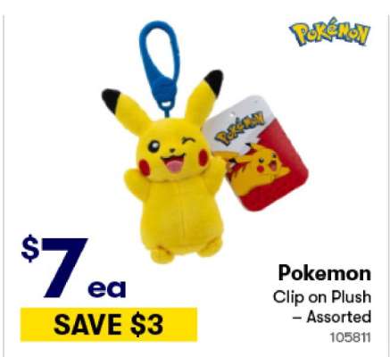 Pokemon Clip on Plush - Assorted