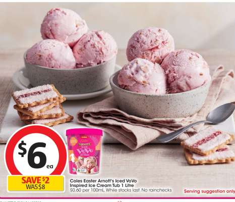 Coles Easter Arnott's Iced VoVo Inspired Ice Cream Tub