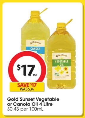 Gold Sunset Vegetable or Canola Oil 4 Litre