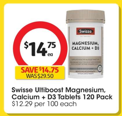 Swisse Ultiboost Magnesium, Calcium + D3 Tablets 120 Pack