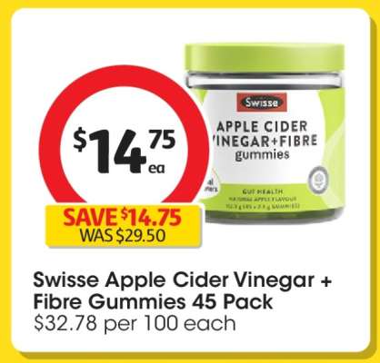 Swisse Apple Cider Vinegar + Fibre Gummies 45 Pack