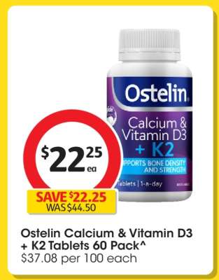 Ostelin Calcium & Vitamin D3 + K2 Tablets 60 Pack