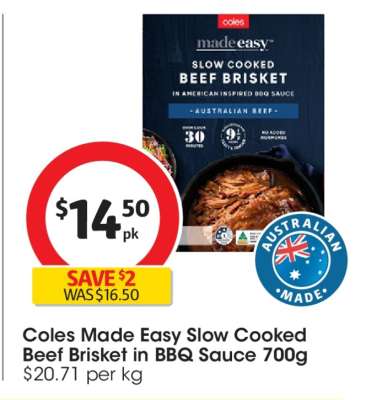 Coles Made Easy Slow Cooked Beef Brisket in BBQ Sauce 700g