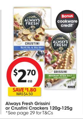 Always Fresh Grissini or Crustini Crackers 120g-125g
