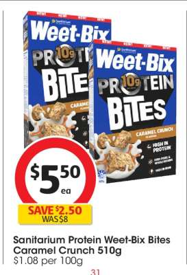 Sanitarium Protein Weet-Bix Bites Caramel Crunch 510g
