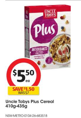 Uncle Tobys Plus Cereal