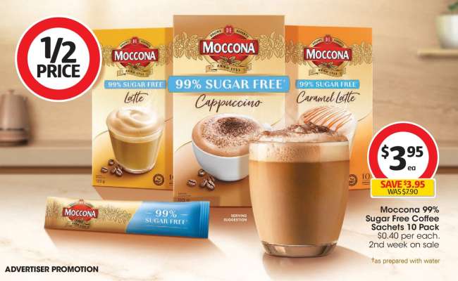 Moccona 99% Sugar Free Coffee Sachets 10 Pack