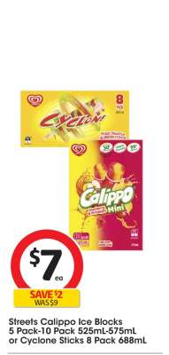 Streets Calippo Ice Blocks or Cyclone Sticks