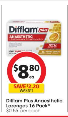 Difflam Plus Anaesthetic Lozenges 16 Pack*