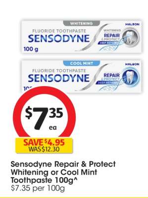 Sensodyne Repair & Protect Whitening or Cool Mint Toothpaste 100g^
