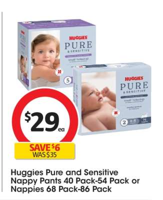 Huggies Pure and Sensitive Nappy Pants or Nappies