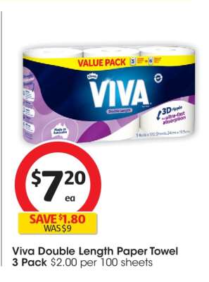 Viva Double Length Paper Towel 3 Pack