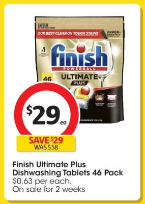Finish Ultimate Plus Dishwashing Tablets 46 Pack