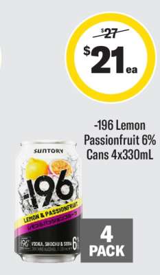 -196 Lemon Passionfruit 6% Cans 4x330mL