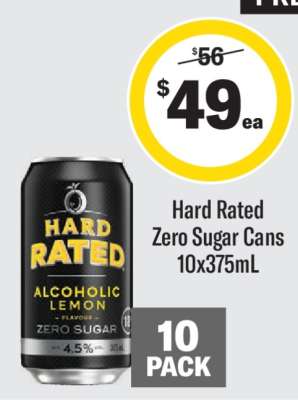 Hard Rated Zero Sugar Cans 10x375mL