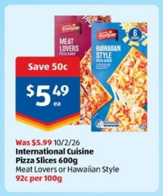 International Cuisine Pizza Slices 600g