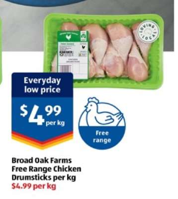 Broad Oak Farms Free Range Chicken Drumsticks per kg