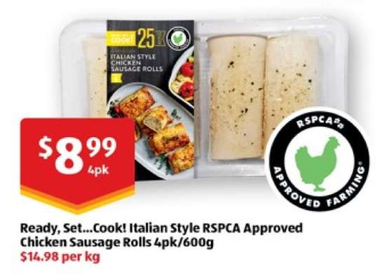 Ready, Set...Cook! Italian Style RSPCA Approved Chicken Sausage Rolls