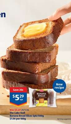 The Cake Stall Banana Bread Slices 5pk/500g