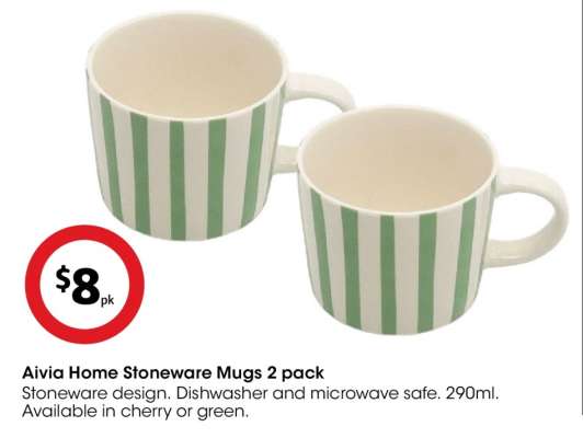 Aivia Home Stoneware Mugs 2 pack