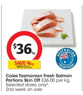 Coles Tasmanian Fresh Salmon Portions Skin Off