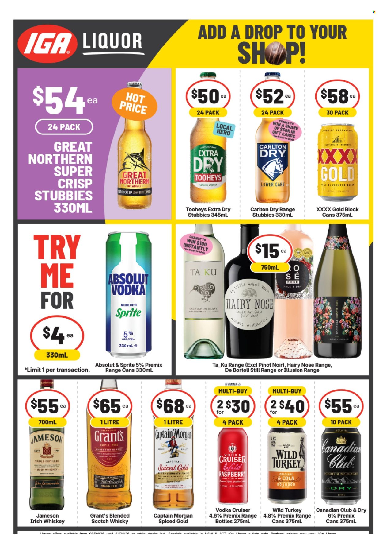 IGA LIQUOR catalogue - 8 Apr 2026 - 21 Apr 2026. Page 1