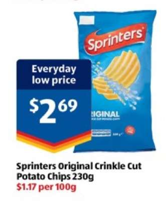 Sprinters Original Crinkle Cut Potato Chips 230g