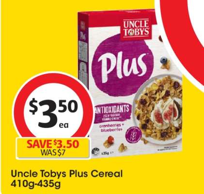 Uncle Tobys Plus Cereal 410g-435g