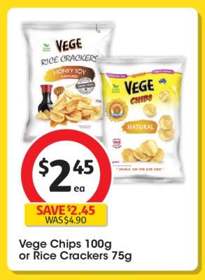 Vege Chips 100g or Rice Crackers 75g