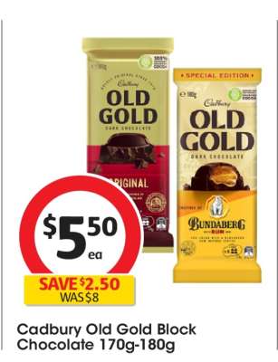 Cadbury Old Gold Block Chocolate 170g-180g