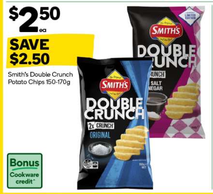 Smith's Double Crunch Potato Chips 150-170g
