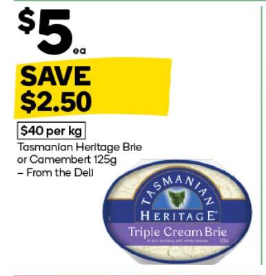 Tasmanian Heritage Brie or Camembert 125g