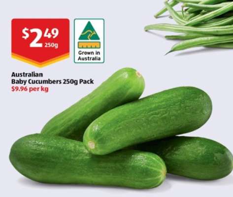 Australian Baby Cucumbers 250g Pack