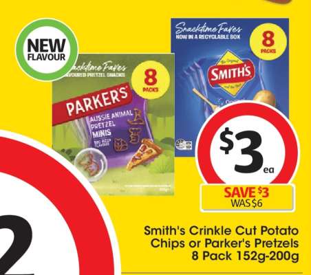 Smith's Crinkle Cut Potato Chips or Parker's Pretzels