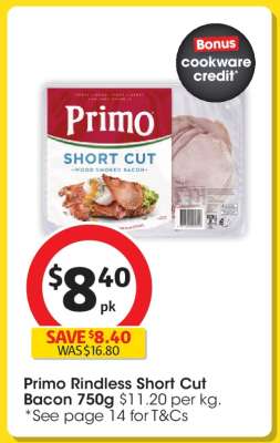 Primo Rindless Short Cut Bacon 750g