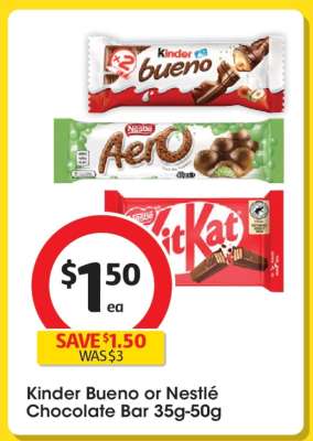 Kinder Bueno or Nestlé Chocolate Bar 35g-50g