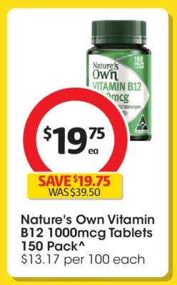 Nature's Own Vitamin B12 1000mcg Tablets 150 Pack