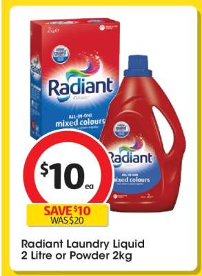 Radiant Laundry Liquid 2 Litre or Powder 2kg